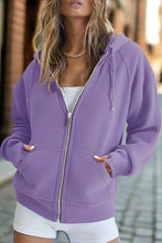 Load image into Gallery viewer, Women’s Zip Up Crop Sweatshirt – Fleece Lined Casual Hoodie