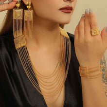 Load image into Gallery viewer, 18K Gold-Plated 5-Piece Multi-Layer Tassel Jewelry Set for Weddings