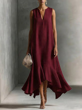 Load image into Gallery viewer, Women's Deep V-Neck Sleeveless Asymmetrical Maxi Dress – Patchwork