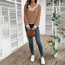 Load image into Gallery viewer, Women’s Color-Block V-Neck Pullover