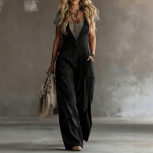 Load image into Gallery viewer, Sleeveless Loose Wide-Leg Jumpsuit with Two Pockets | 4 Colors