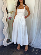 Load image into Gallery viewer, Black Ruched Halter Neck Midi Dress Sleek & Sophisticated Dress For Women