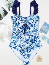 Load image into Gallery viewer, Cutout Ruffled Spaghetti Strap : One-Piece Swimwear