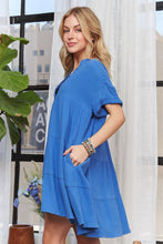 Load image into Gallery viewer, The Tiered Notched Short Sleeve Dress For Women – Versatile, Chic, Elegant, Comfortable, Fashionable Dress for Any Occasion