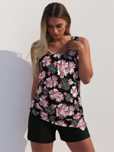 Load image into Gallery viewer, Women's Plus Size Black Tropical Floral Loose Tankini & Boyshort Set
