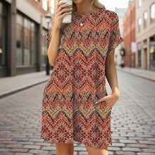 Load image into Gallery viewer, Floral Print Loose Pocket Dress | Round Neck Short Sleeve