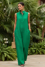 Load image into Gallery viewer, Linen Blend Sleeveless Stand-Collar Jumpsuit – 5 Colors S–3XL