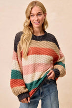 Load image into Gallery viewer, BiBi Stripes Color Block Chunky Sweater