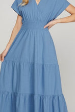 Load image into Gallery viewer, Surplice Short Sleeve Tiered Maxi Dress With Pockets For Women – Elegant, Versatile, Comfortable and Functional with Flattering Surplice Neckline and Tiered Design for Effortless Style