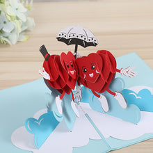 Load image into Gallery viewer, 3D Laser-Cut Engagement Card: Red Heart & Romantic Silhouette