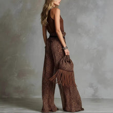 Load image into Gallery viewer, Leopard Print Sheer Wide-Leg Pants & Sleeveless Tank Top Set