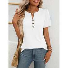 Load image into Gallery viewer, Women’s Notch V‑Neck Short‑Sleeve Tunic Top