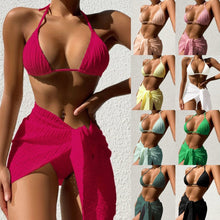 Load image into Gallery viewer, 3-Piece Halterneck Swimsuit Set - Bikini with Mesh Skirt