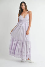 Load image into Gallery viewer, Eyelet Lace Maxi Dress With Side Strap Details – Elegant Fluttering Eyelet Lace Maxi Dress, Modern Side Strap Design, Formal Summer Maxi Dress, Sophisticated Event Dress
