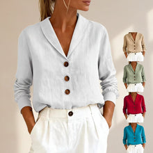Load image into Gallery viewer, Women's Peter Pan Collar Button-Up Shirt – 6 Colors S–3XL