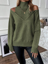 Load image into Gallery viewer, Women’s Elegant Off-Shoulder Turtleneck Sweater — Long Sleeve Knit Top
