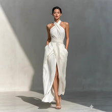 Load image into Gallery viewer, Sleeveless Elegant Slim-Fit Pure White Dress