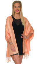 Load image into Gallery viewer, Pashmina Shawls and Wraps for Evening Dresses, Large Soft Pashminas Wedding Shawl Peach - # GIAA231710009