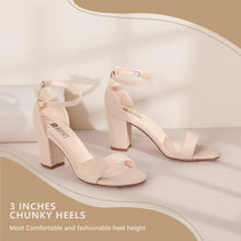 Load image into Gallery viewer, IDIFU Women's 3 Inch Heel Sandals for Women 11 Nude Nubuck - # GIAA73210003