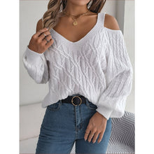 Load image into Gallery viewer, Fried-Dough Twist Off-Shoulder Lantern Sleeve Sweater