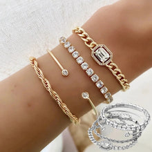 Load image into Gallery viewer, Fashion Jewelry 4 Pcs Crystal Bracelet Set Bohemian Design For Women Vintage Luxury Twisted Cuff Chains Armband Jewelry Accessories