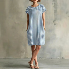Load image into Gallery viewer, Women's Striped Bodycon Midi Dress – High-Waist Sleeveless