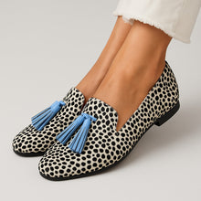 Load image into Gallery viewer, Tassel Leopard Print Round Toe Loafers Women Large Size