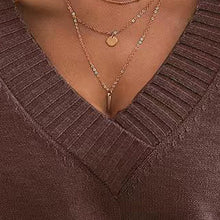 Load image into Gallery viewer, Women’s V-Neck Drop Shoulder Sweater | Casual Long Sleeve Pullover