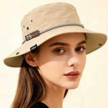 Load image into Gallery viewer, Wide-Brim Leather Patch Fisherman Hat – UV Sun Protection Outdoor Hat
