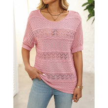 Load image into Gallery viewer, Women’s Short Sleeve Crochet Knit Hollow-Out Top