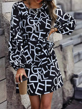 Load image into Gallery viewer, Elegant Letter Print : Long Sleeve Dress