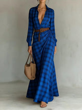 Load image into Gallery viewer, Women's Belted Irregular Pleated Dress