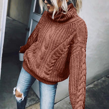 Load image into Gallery viewer, Women's Cable Knit Turtleneck Sweater