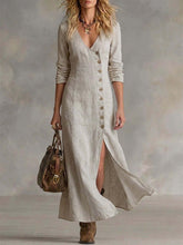 Load image into Gallery viewer, Casual Cotton Linen Long Sleeve Women’s Dress
