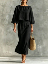 Load image into Gallery viewer, High Waist Long Skirt & 3/4 Sleeve Loose Top Set