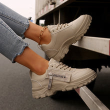 Load image into Gallery viewer, Women’s Lace‑Up Side‑Zipper Sports Sneakers