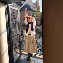 Load image into Gallery viewer, Relaxed A-Line Crushed Pleat Cotton Midi Skirt with Belt