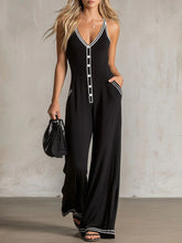 Load image into Gallery viewer, Women's V-Neck Backless Wide-Leg Jumpsuit – High Waist Casual