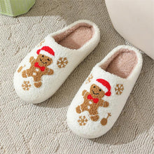 Load image into Gallery viewer, Christmas Slippers Gingerbread Slippers Women and Men Holiday Halloween Slippers Indoor Bedroom Fluffy Warm Fleece Slippers Winter Soft Cozy Home Non-Slip Soft Plush Slip-on Wool Lined House Shoes