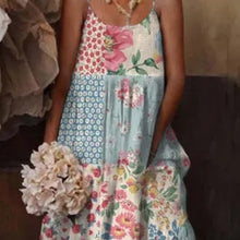 Load image into Gallery viewer, 🌺 European & American Style Floral Art Print Sling Holiday Dress