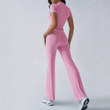 Load image into Gallery viewer, Crew Neck Short Sleeve Top & Full-Length Pants Set – Solid Color, 10 Colors