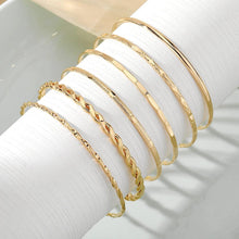 Load image into Gallery viewer, MANDOTOS Bohemian Metal Chain Bracelet Set For Women Geometric Gold Color Thick Link Bangles Six Piece