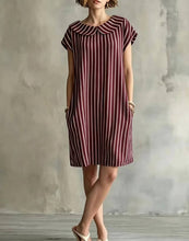 Load image into Gallery viewer, Women's Striped Bodycon Midi Dress – High-Waist Sleeveless