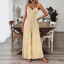 Load image into Gallery viewer, Printed Backless Sleeveless Strap Jumpsuit | Ginger Yellow