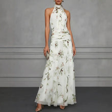Load image into Gallery viewer, Halter Neck Printed Maxi Dress – Fitted Sleeveless Long Dress