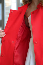 Load image into Gallery viewer, Band Collar Wool Blend Coat in Red