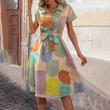 Load image into Gallery viewer, Boho Floral Midi Dress for Women – V-Neck Short Sleeve Summer Casual Dress