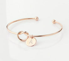 Load image into Gallery viewer, Personalize Knot Initial Bracelets Bangles A-Z 26 Letters Initial Charm Bracelet Love Bangles for Women Luxury Jewelry For Women