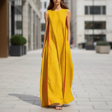 Load image into Gallery viewer, Women's Linen Sleeveless Loose Striped Maxi Dress
