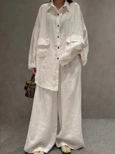 Load image into Gallery viewer, Linen Loose Shirt &Wide-Leg Pants 2-Pieces Suit